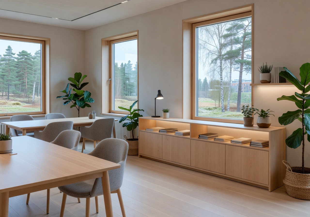Modern Nordic office workspace at Motionhubpeek headquarters in Espoo Finland